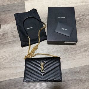 Authentic YSL Cassandre Black Crossbody WOC Bag